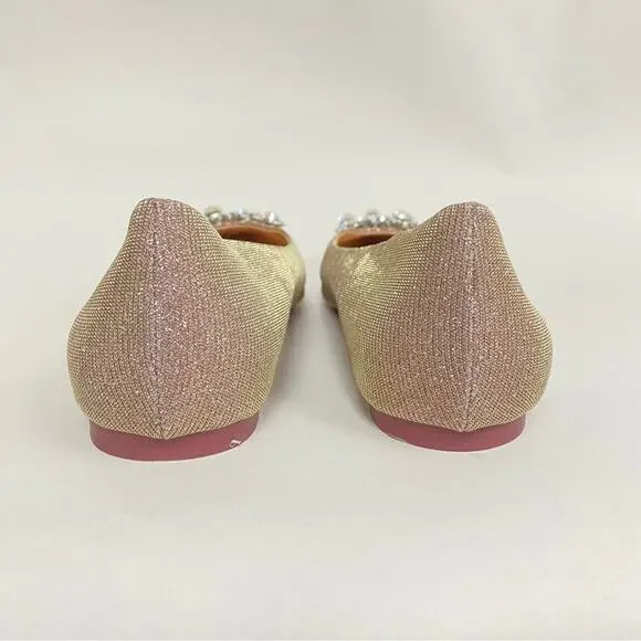 Erijunor Sparkly Ballet Flats Pink Silver Hangisi Embellished Glitter Pointed 7 - Picture 7 of 10